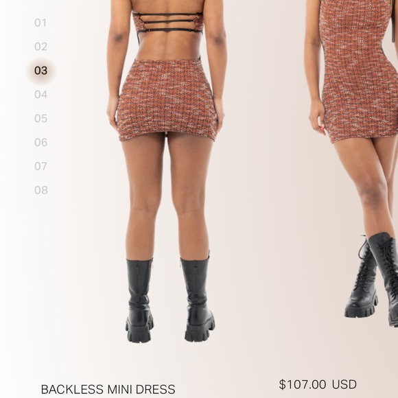 NWT Coucoo Backless Mini Orange Dress Tweed Size S - Picture 2 of 5